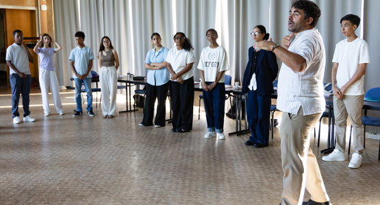 Atelier sur l’art oratoire avec Stéphane de Freitas, fondateur d’Eloquentia. © Fabien Charlier