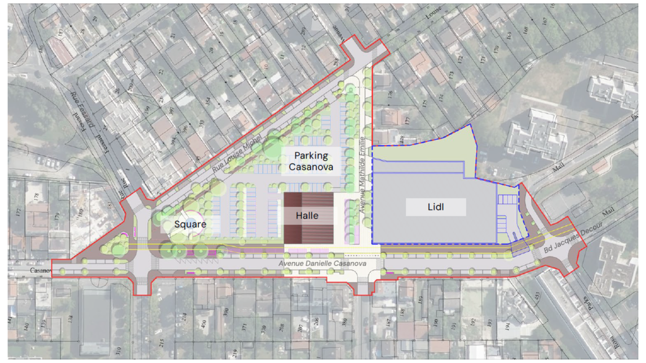Plan du futur aménagement du secteur Danielle Casanova 